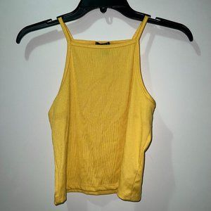 Rue21 Ribbed Yellow Halter Crop Top Size M